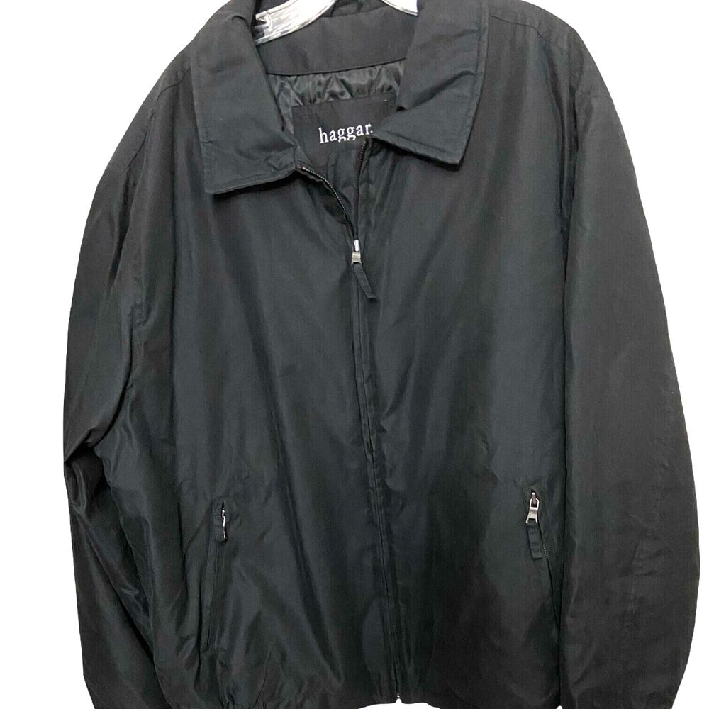 #3694 Haggar mens black bomber jacket size XXL
